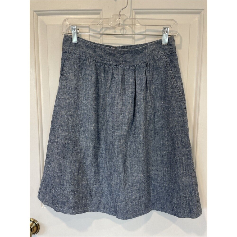 Eileen Fisher Women's Blue Denim Jean Skirt Xxs Midi Comfy Resort Wear Casual